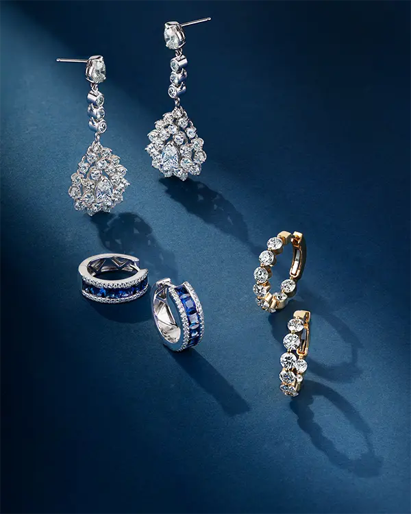 Collection of elegant earrings in various styles and designs